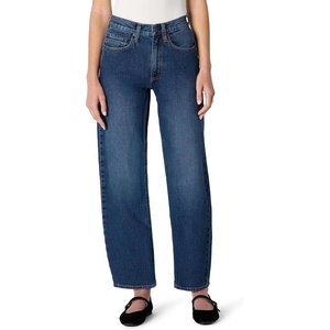 Amazon Essentials Women’s High-Rise Barrel Leg Jeans(Stone Dark Wash)