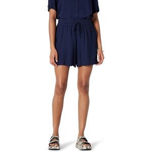 Amazon Essentials Women’s High-Rise Relaxed-Fit Fluid Twill Pull-On Shorts(Navy)