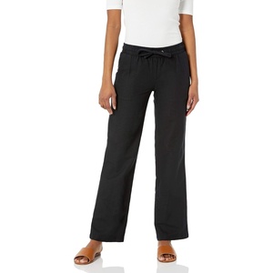 Amazon Essentials Women’s Linen Blend Drawstring Relaxed Fit Wide Leg Pants (Available in Plus Size)(Black)
