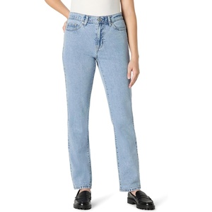 Amazon Essentials Women’s Medium Stretch Slim-Fit Mid-Rise Straight Leg Jeans(Iced Blue Light Wash)