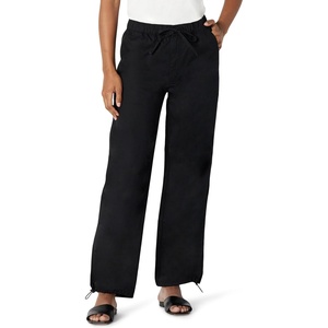 Amazon Essentials Women’s Mid-Rise Baggy Loose-Fit Wide-Leg Parachute Pants(Black)