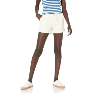 Amazon Essentials Women’s Mid-Rise Slim-Fit 3.5 Inch Inseam Stretch Cotton Khaki Shorts(Cream)