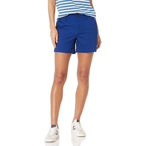 Amazon Essentials Women’s Mid-Rise Slim-Fit 5 Inch Inseam Khaki Shorts (Available in Straight and Curvy Fits)(Blue)