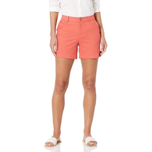 Amazon Essentials Women’s Mid-Rise Slim-Fit 5 Inch Inseam Khaki Shorts (Available in Straight and Curvy Fits)(Coral Pink)