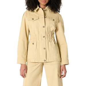 Amazon Essentials Women’s Relaxed-Fit Dropped Shoulder Midweight Cotton Twill Jacket(Tan)