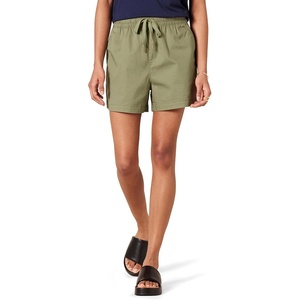 Amazon Essentials Women’s Stretch Cotton Mid-Rise Pull-On Relaxed-Fit Shorts(Light Olive)