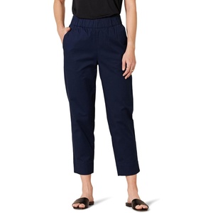 Amazon Essentials Women’s Stretch Cotton Pull-on High Rise Relaxed-Fit Ankle Length Pant(Navy)