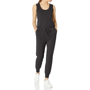 Amazon Essentials Women’s Studio Terry Stretchy Jumpsuit for Exercise (Available in Plus Size)(Black)