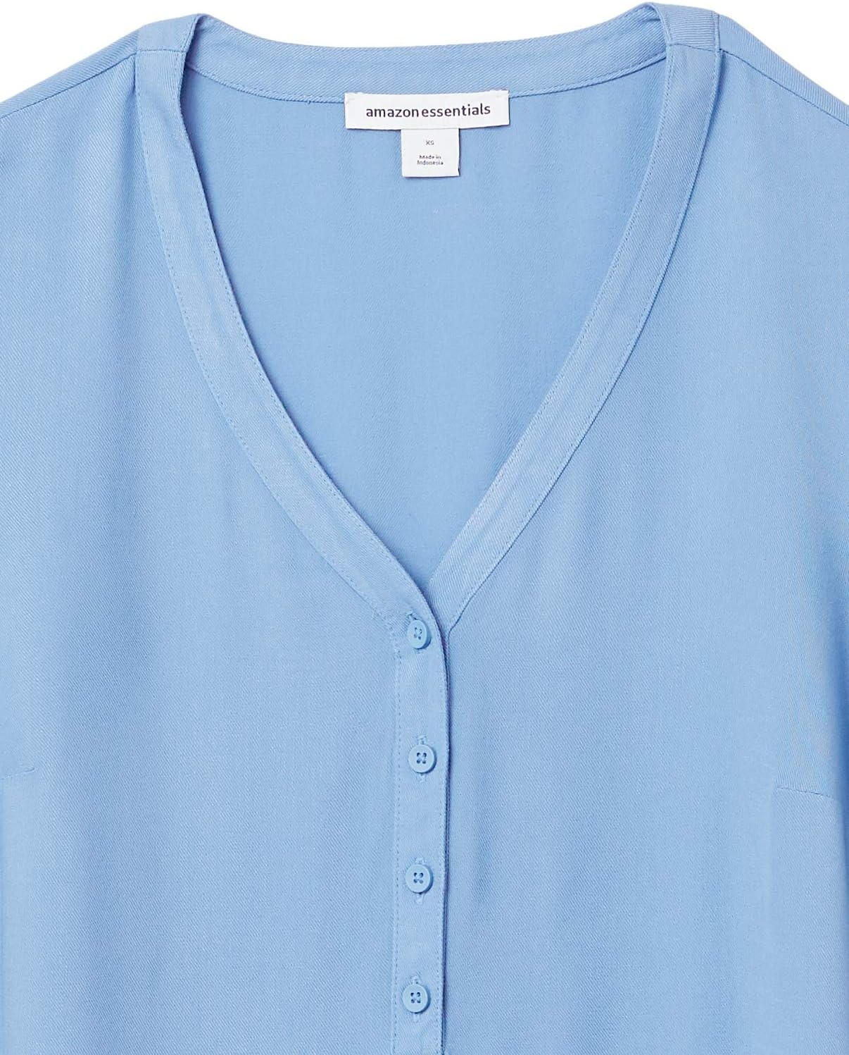 image:imageAmazon Essentials Womens 34 Sleeve Button Popover Shirt LooseFit VNeck Blouse LightweightFrench Blue