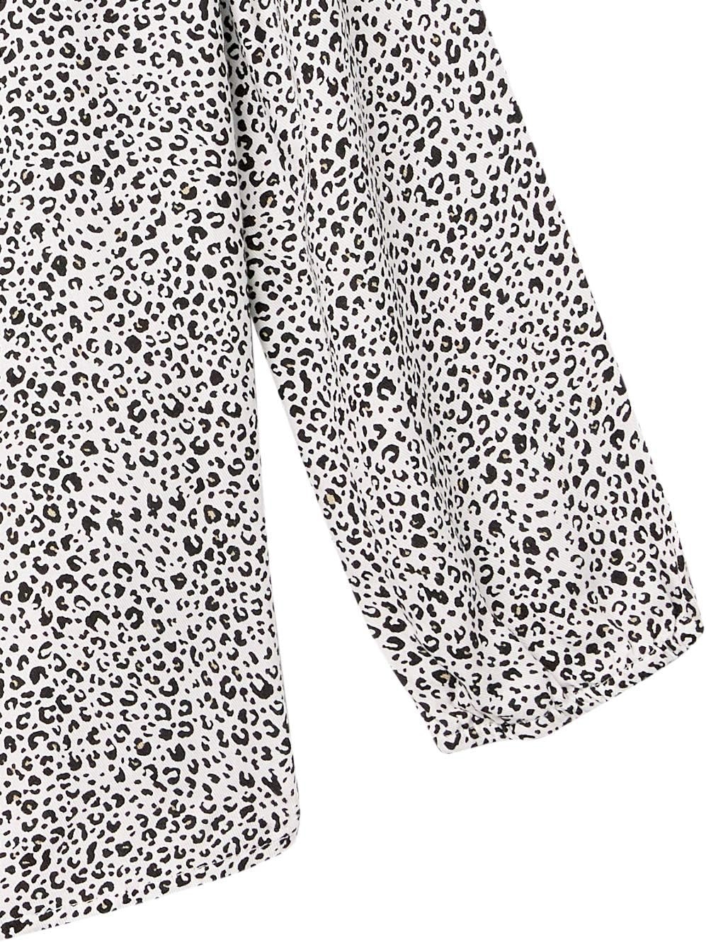 image:imageAmazon Essentials Womens 34 Sleeve Button Popover Shirt LooseFit VNeck Blouse LightweightMini Leopard