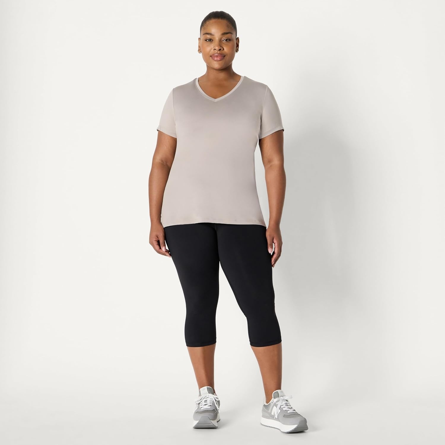 image:imageAmazon Essentials Womens Active Quick Dry Tech Stretch ShortSleeve VNeck TShirt MoistureWicking Pack of 2Beige Hot Pink