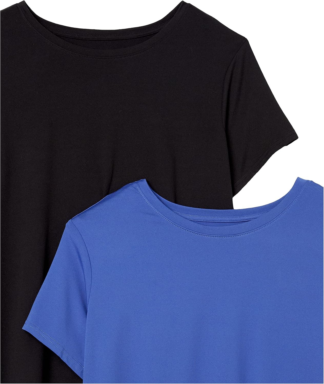 image:imageAmazon Essentials Womens Active Quick Dry Tech Stretch ShortSleeve VNeck TShirt MoistureWicking Pack of 2BlackBright Blue
