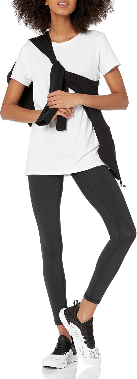 image:imageAmazon Essentials Womens Active Quick Dry Tech Stretch ShortSleeve VNeck TShirt MoistureWicking Pack of 2BlackBright White