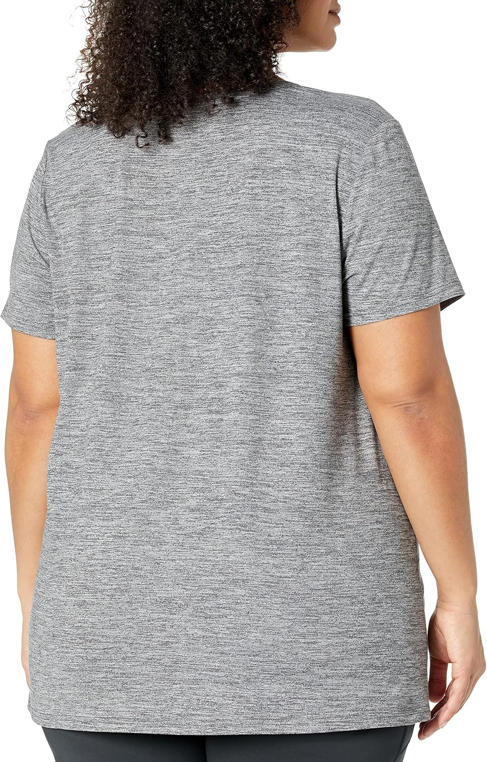 image:imageAmazon Essentials Womens Active Quick Dry Tech Stretch ShortSleeve VNeck TShirt MoistureWicking Pack of 2BlackDark Grey Space Dye