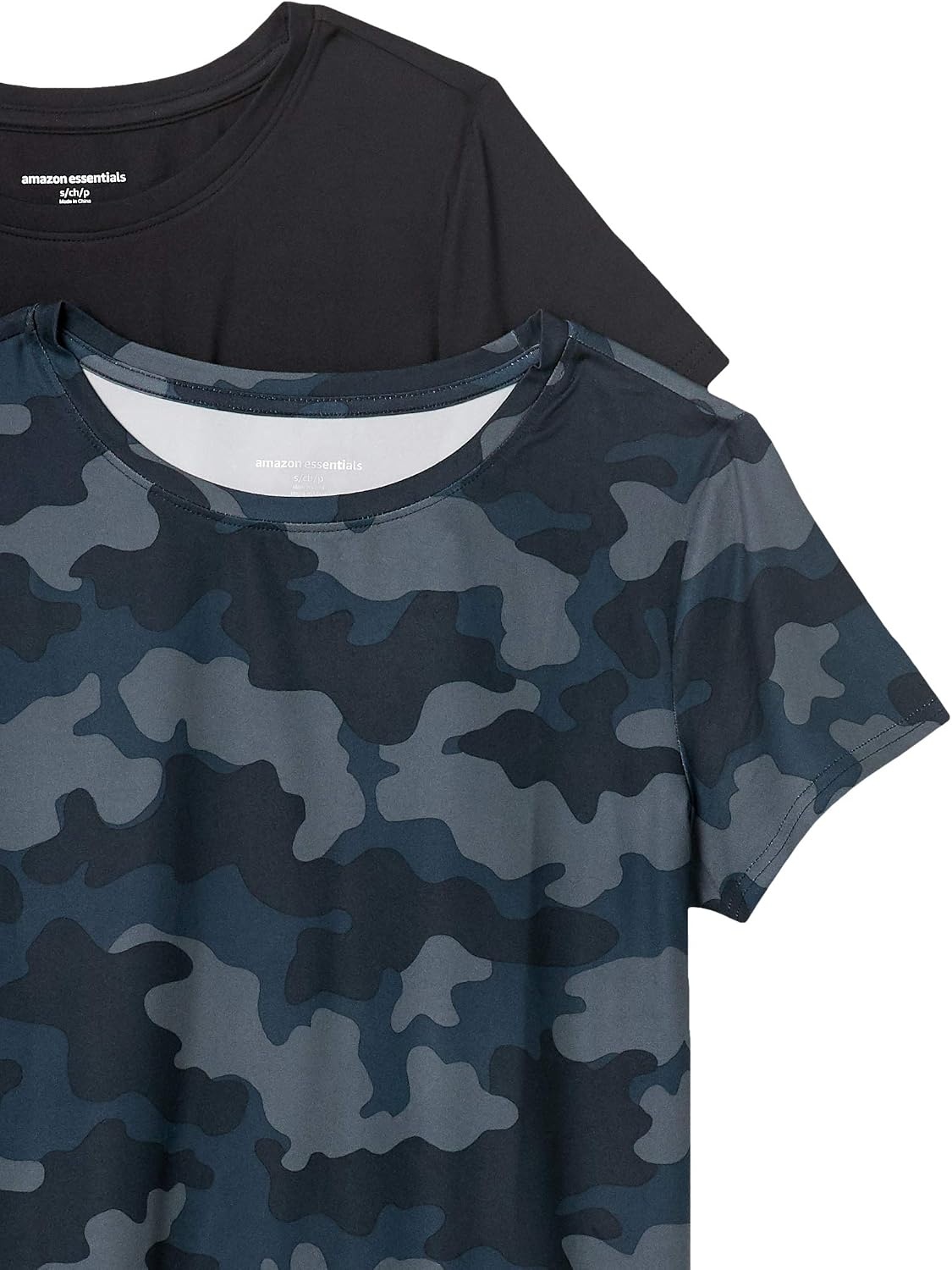 image:imageAmazon Essentials Womens Active Quick Dry Tech Stretch ShortSleeve VNeck TShirt MoistureWicking Pack of 2BlackNavy Camo