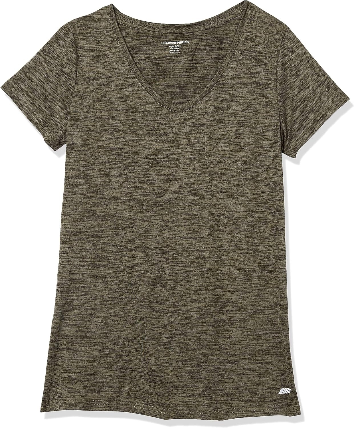 image:imageAmazon Essentials Womens Active Quick Dry Tech Stretch ShortSleeve VNeck TShirt MoistureWicking Pack of 2BlackOlive Space Dye