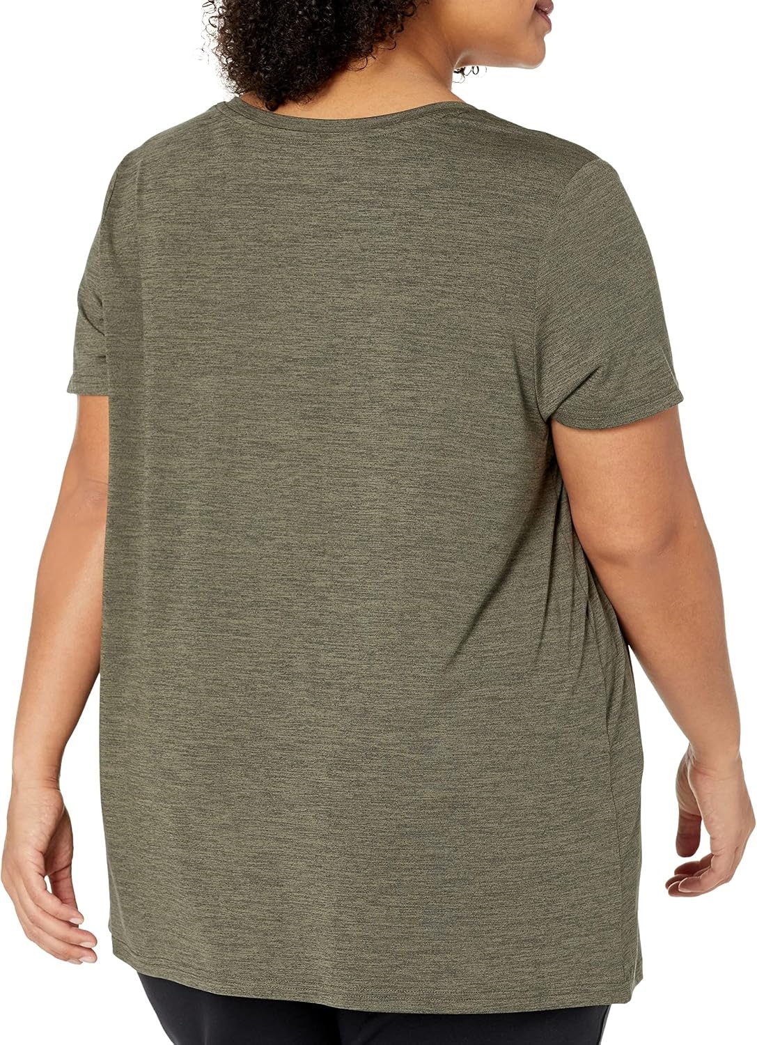 image:imageAmazon Essentials Womens Active Quick Dry Tech Stretch ShortSleeve VNeck TShirt MoistureWicking Pack of 2BlackOlive Space Dye