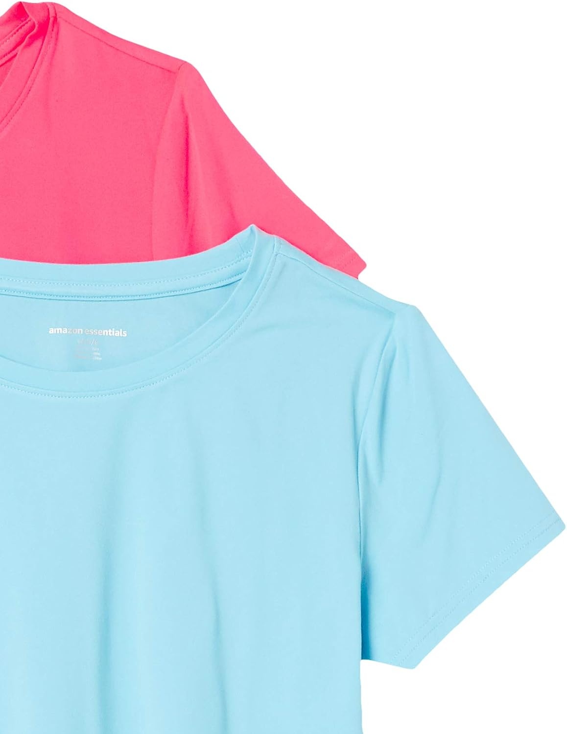 image:imageAmazon Essentials Womens Active Quick Dry Tech Stretch ShortSleeve VNeck TShirt MoistureWicking Pack of 2BlueNeon Pink