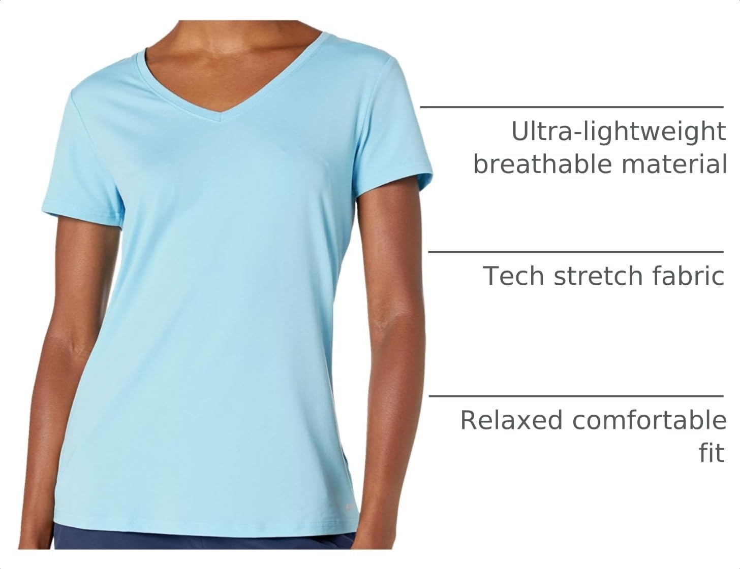 image:imageAmazon Essentials Womens Active Quick Dry Tech Stretch ShortSleeve VNeck TShirt MoistureWicking Pack of 2BlueNeon Pink
