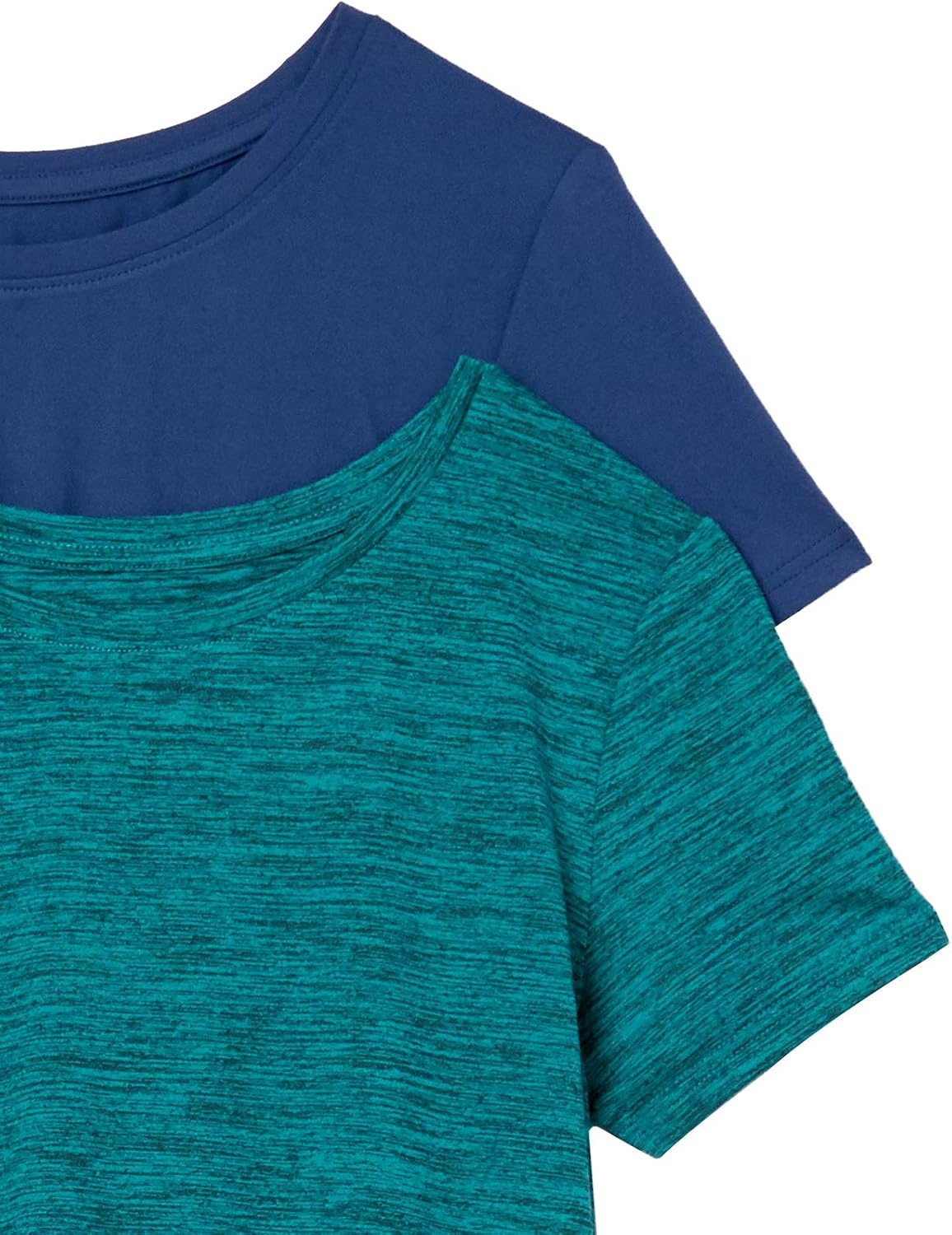 image:imageAmazon Essentials Womens Active Quick Dry Tech Stretch ShortSleeve VNeck TShirt MoistureWicking Pack of 2BlueTeal Green Space Dye