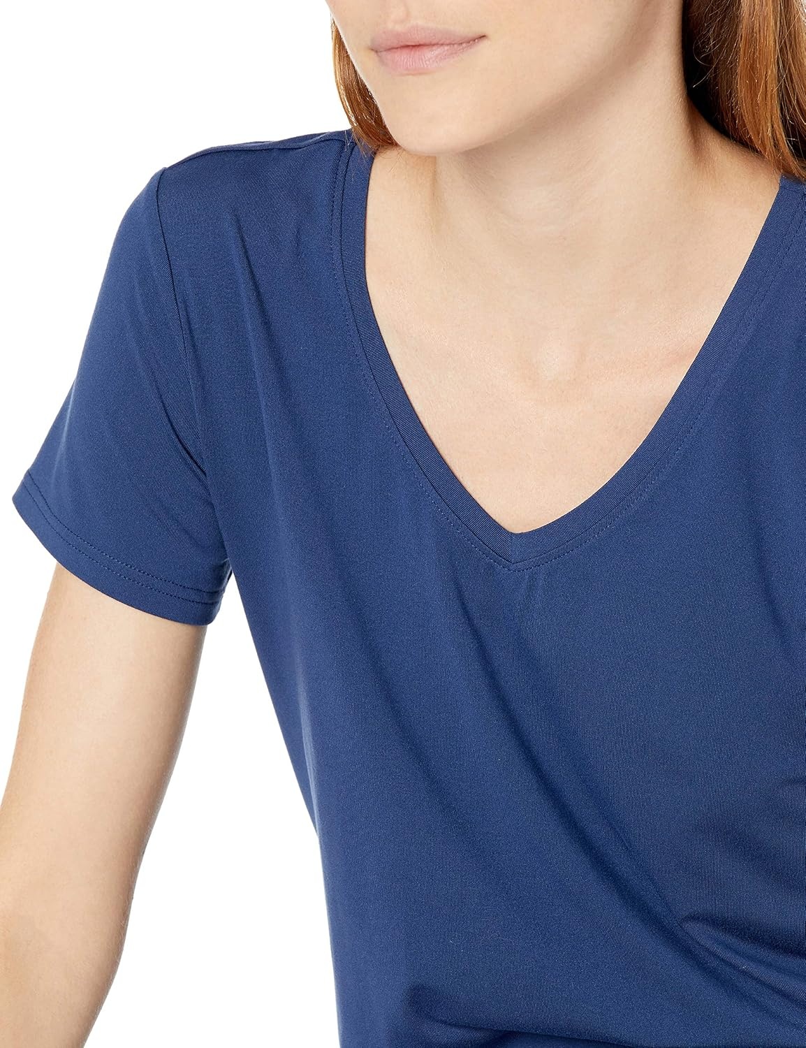 image:imageAmazon Essentials Womens Active Quick Dry Tech Stretch ShortSleeve VNeck TShirt MoistureWicking Pack of 2BlueTeal Green Space Dye