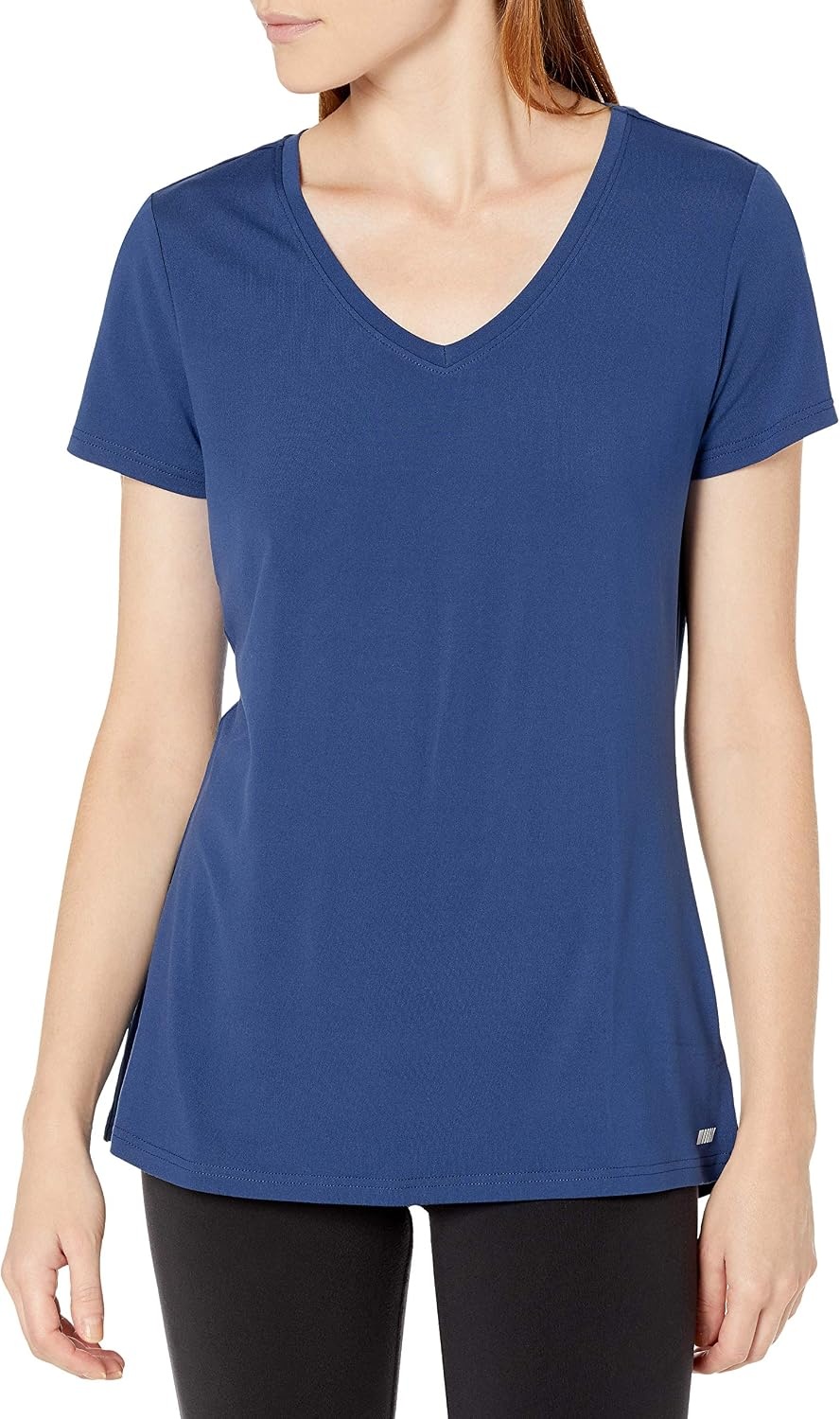 image:imageAmazon Essentials Womens Active Quick Dry Tech Stretch ShortSleeve VNeck TShirt MoistureWicking Pack of 2BlueTeal Green Space Dye