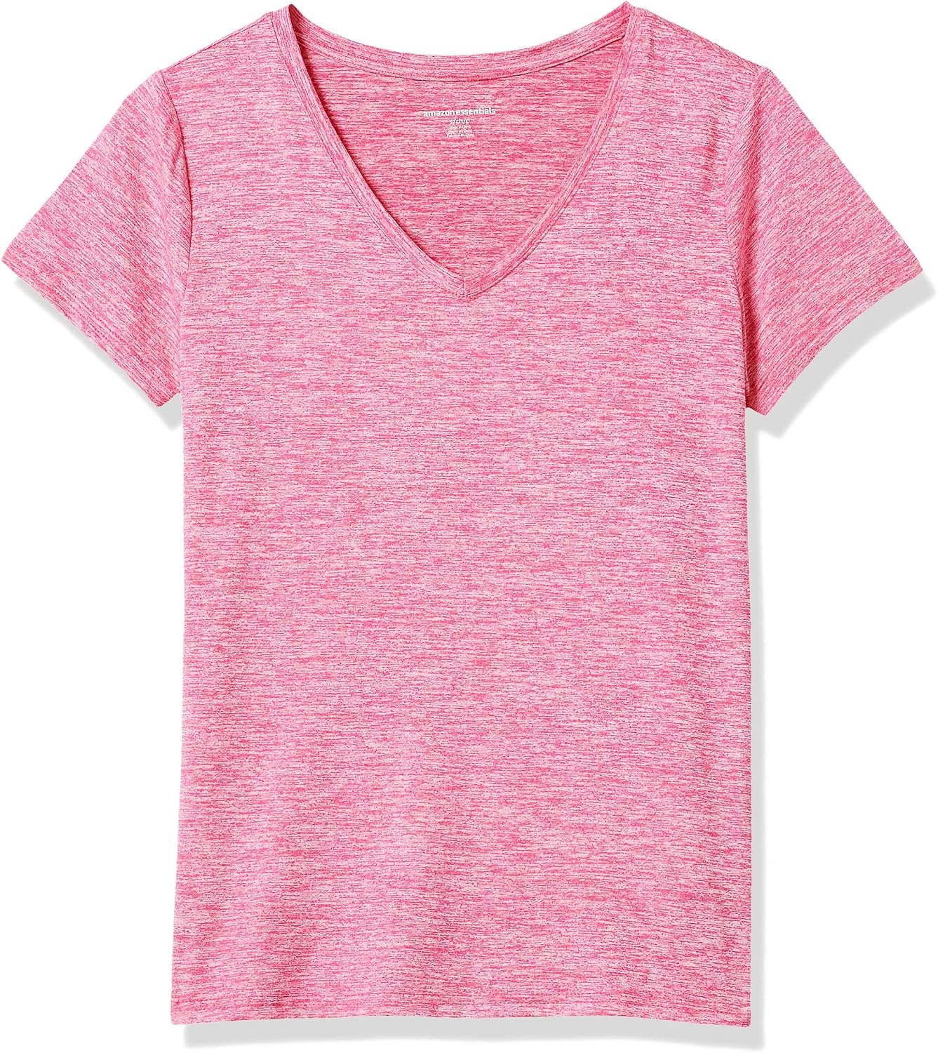 image:imageAmazon Essentials Womens Active Quick Dry Tech Stretch ShortSleeve VNeck TShirt MoistureWicking Pack of 2Charcoal Heather Space DyeRaspberry Red Space Dye