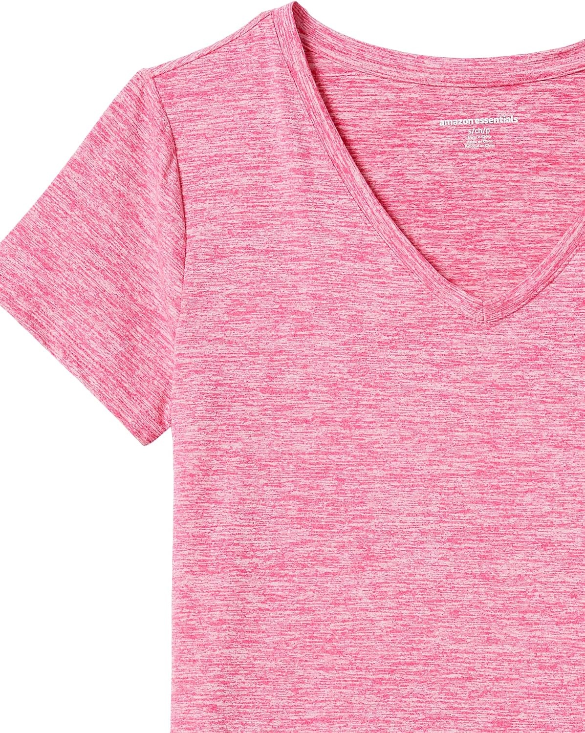 image:imageAmazon Essentials Womens Active Quick Dry Tech Stretch ShortSleeve VNeck TShirt MoistureWicking Pack of 2Charcoal Heather Space DyeRaspberry Red Space Dye