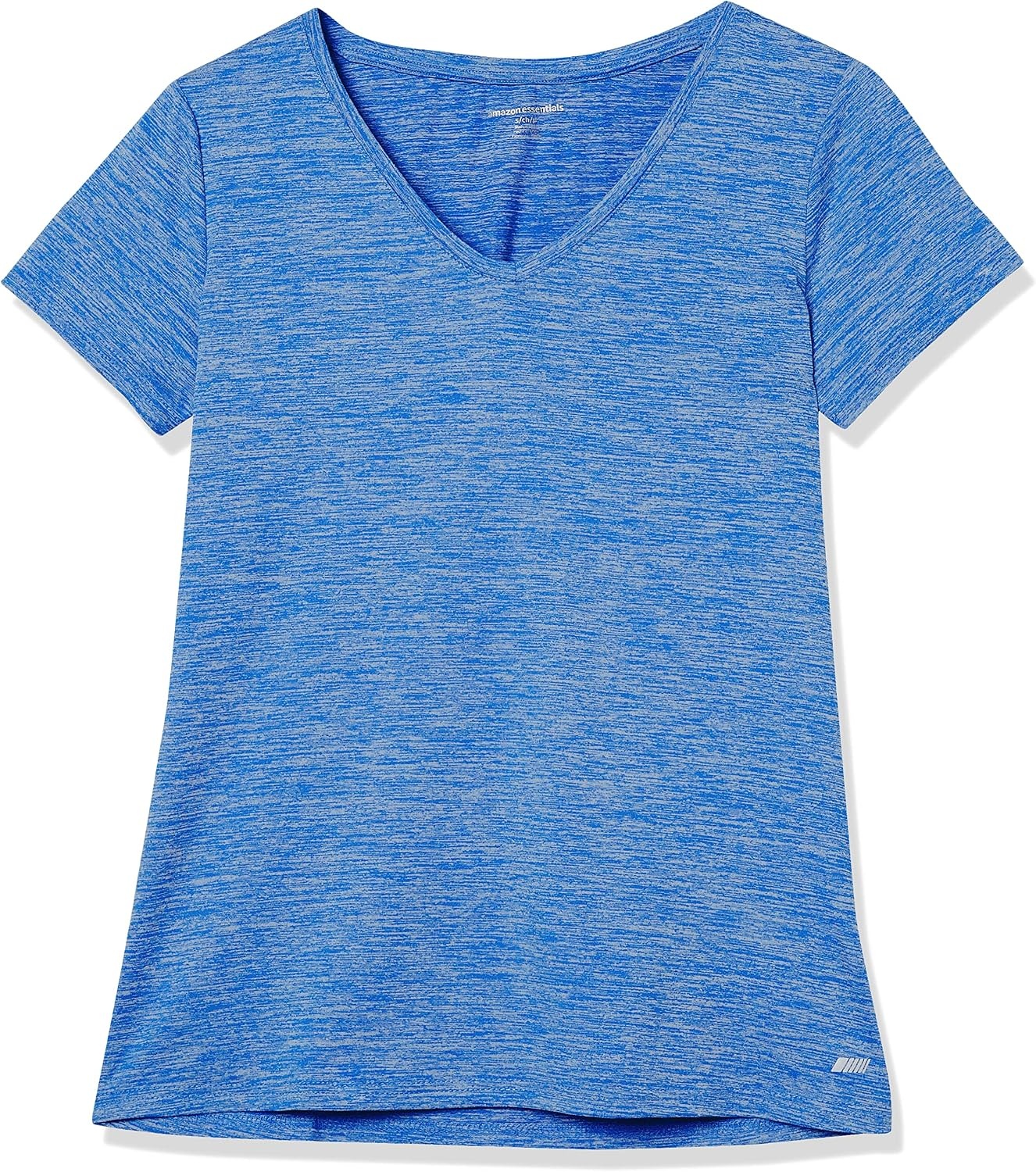 image:imageAmazon Essentials Womens Active Quick Dry Tech Stretch ShortSleeve VNeck TShirt MoistureWicking Pack of 2Coral Orange Space DyeLight Blue Space Dye