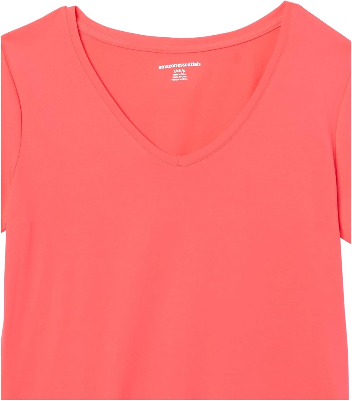 image:imageAmazon Essentials Womens Active Quick Dry Tech Stretch ShortSleeve VNeck TShirt MoistureWicking Pack of 2Coral OrangeNavy