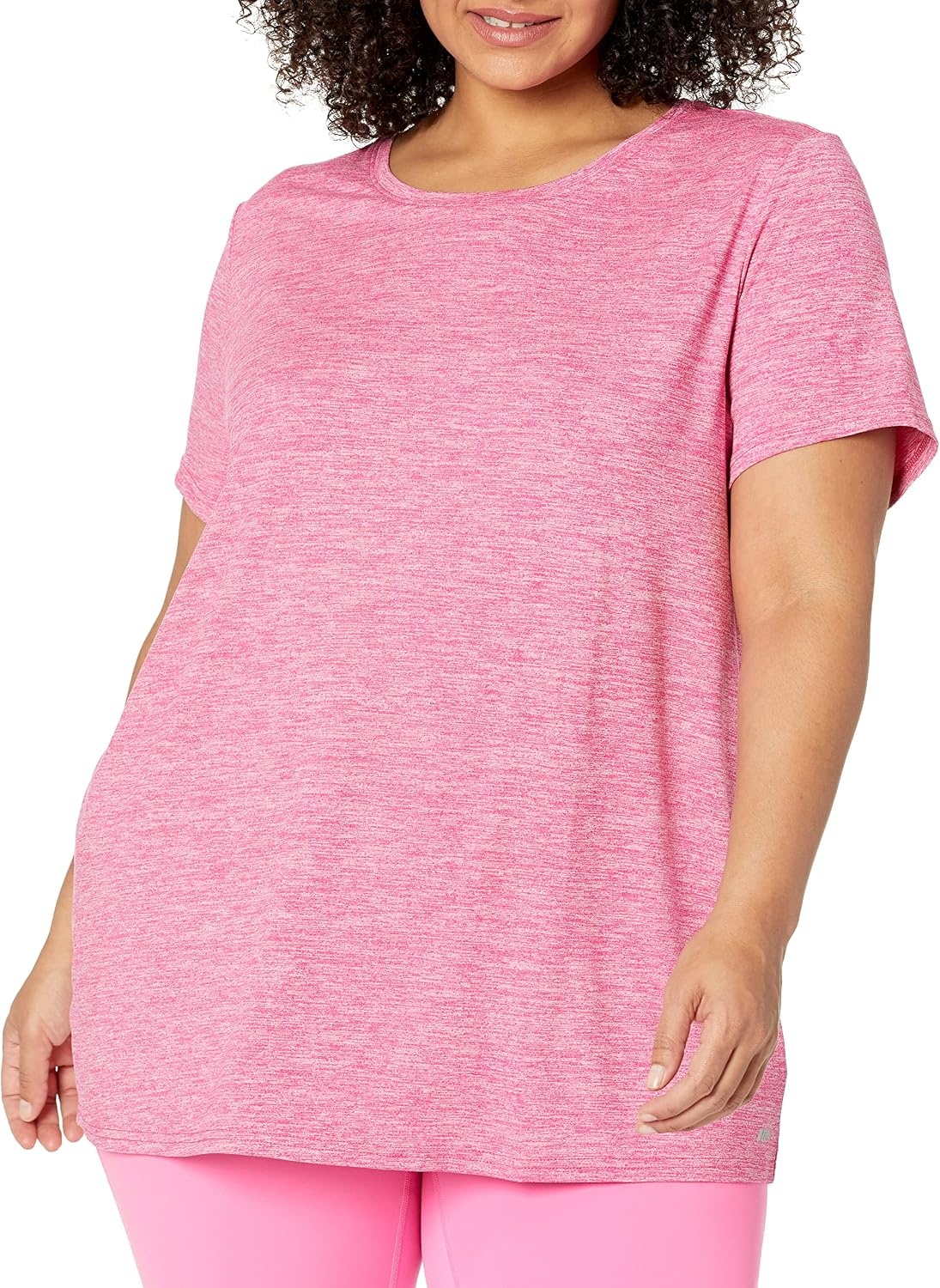 image:imageAmazon Essentials Womens Active Quick Dry Tech Stretch ShortSleeve VNeck TShirt MoistureWicking Pack of 2Dark Grey Space DyeRaspberry Space Dye