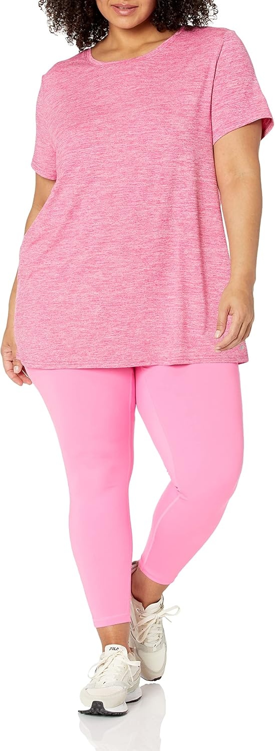 image:imageAmazon Essentials Womens Active Quick Dry Tech Stretch ShortSleeve VNeck TShirt MoistureWicking Pack of 2Dark Grey Space DyeRaspberry Space Dye