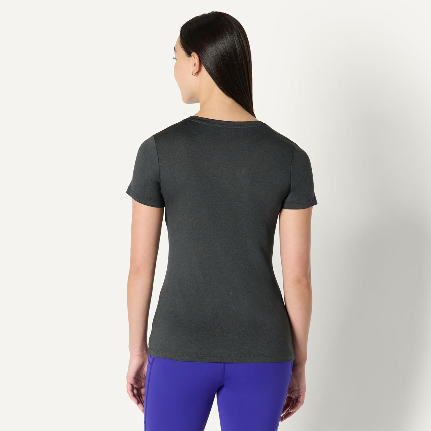 image:imageAmazon Essentials Womens Active Quick Dry Tech Stretch ShortSleeve VNeck TShirt MoistureWicking Pack of 2Heather Graphite Black