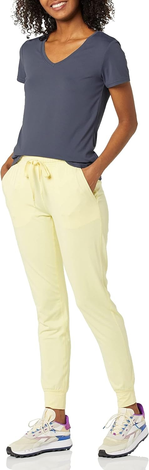 image:imageAmazon Essentials Womens Active Quick Dry Tech Stretch ShortSleeve VNeck TShirt MoistureWicking Pack of 2Lime GreenSlate Grey