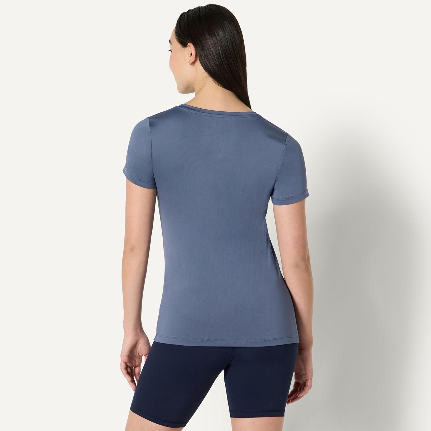 image:imageAmazon Essentials Womens Active Quick Dry Tech Stretch ShortSleeve VNeck TShirt MoistureWicking Pack of 2Slate Grey Navy