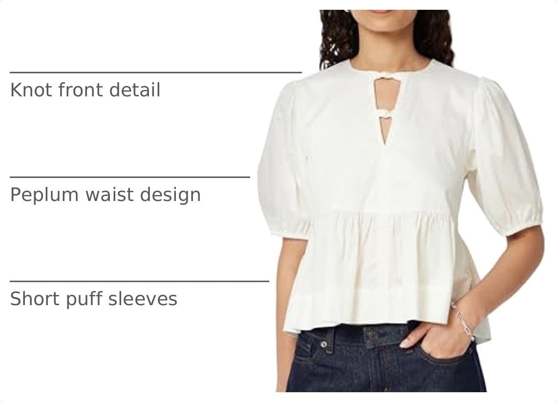 image:imageAmazon Essentials Womens Cotton Sateen RelaxedFit Peplum BlouseWhite