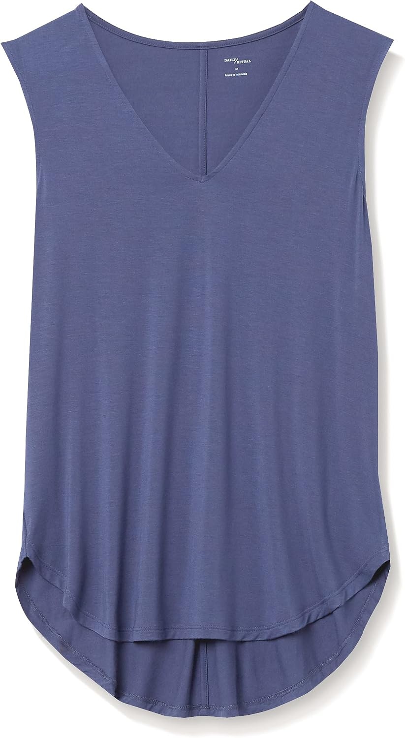 image:imageAmazon Essentials Womens Jersey StandardFit VNeck Tank TopMedium Blue