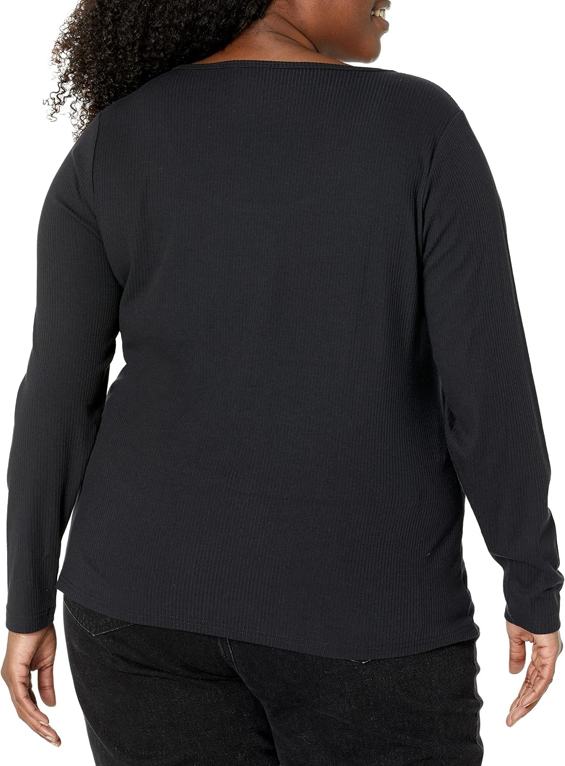 image:imageAmazon Essentials Womens Long Sleeve SlimFit Rib Scoop Neck Sweater Available in Plus Size Pack of 2Black