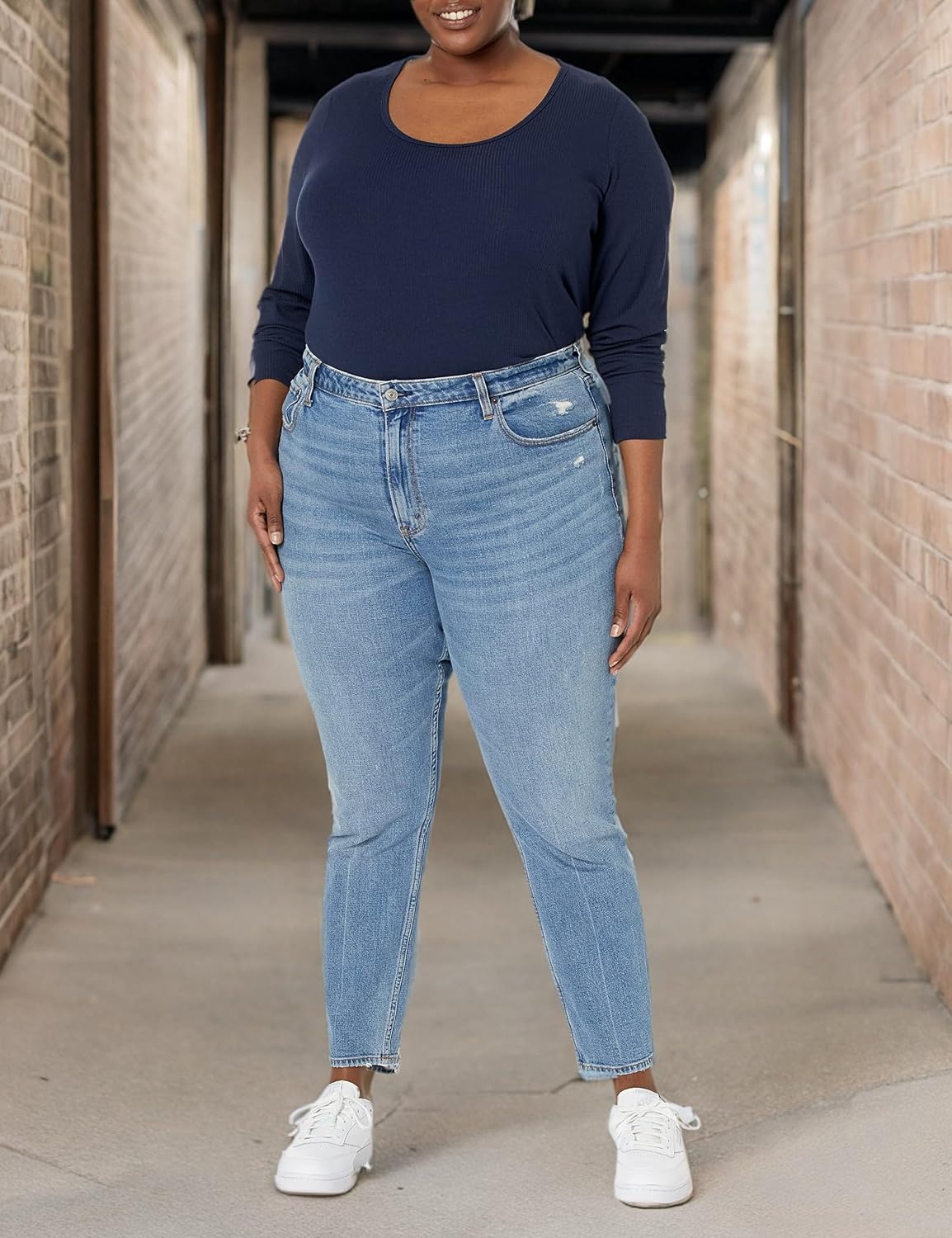 image:imageAmazon Essentials Womens Long Sleeve SlimFit Rib Scoop Neck Sweater Available in Plus Size Pack of 2BlackCharcoal Heather