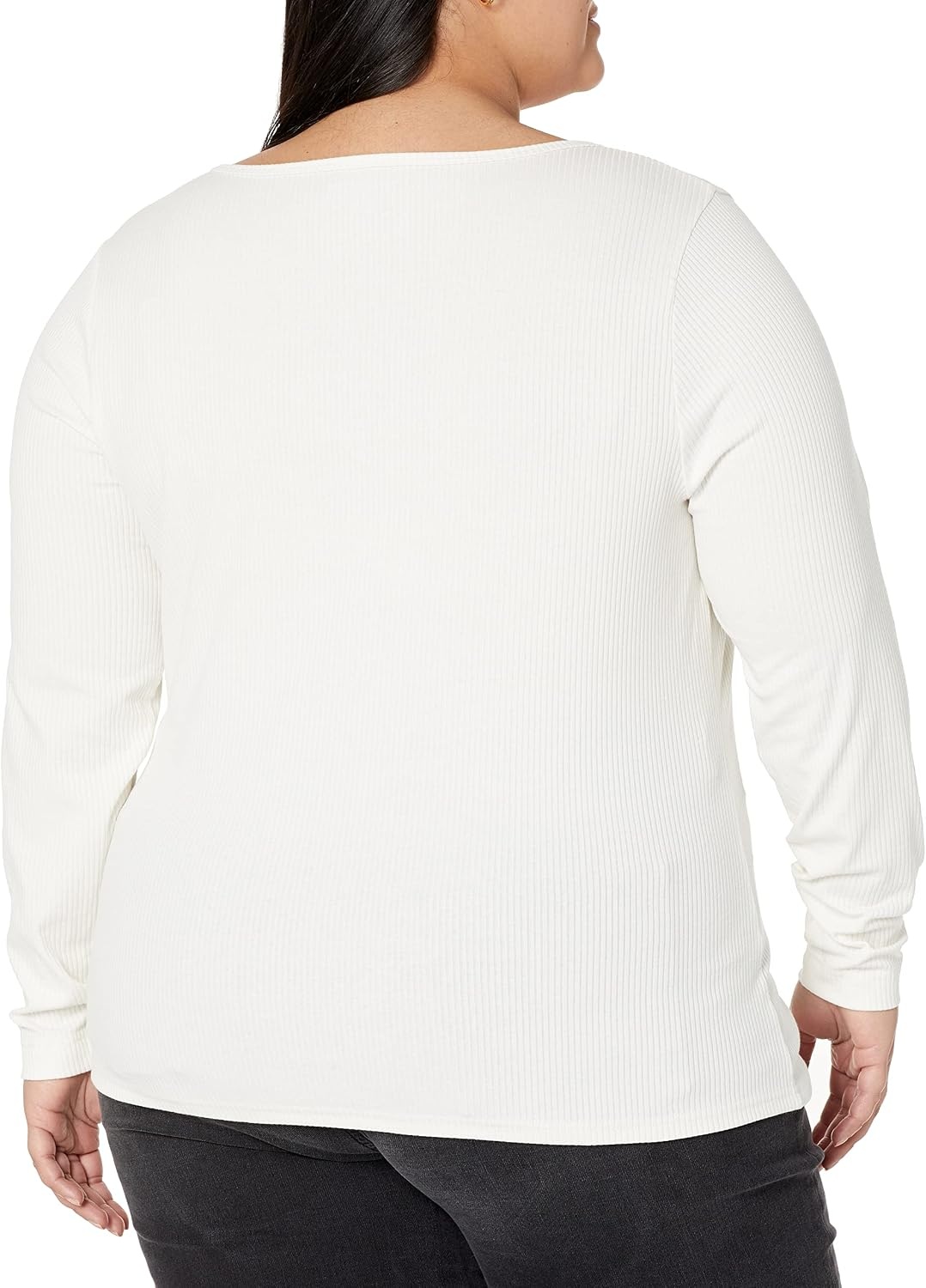image:imageAmazon Essentials Womens Long Sleeve SlimFit Rib Scoop Neck Sweater Available in Plus Size Pack of 2BlackEggshell White