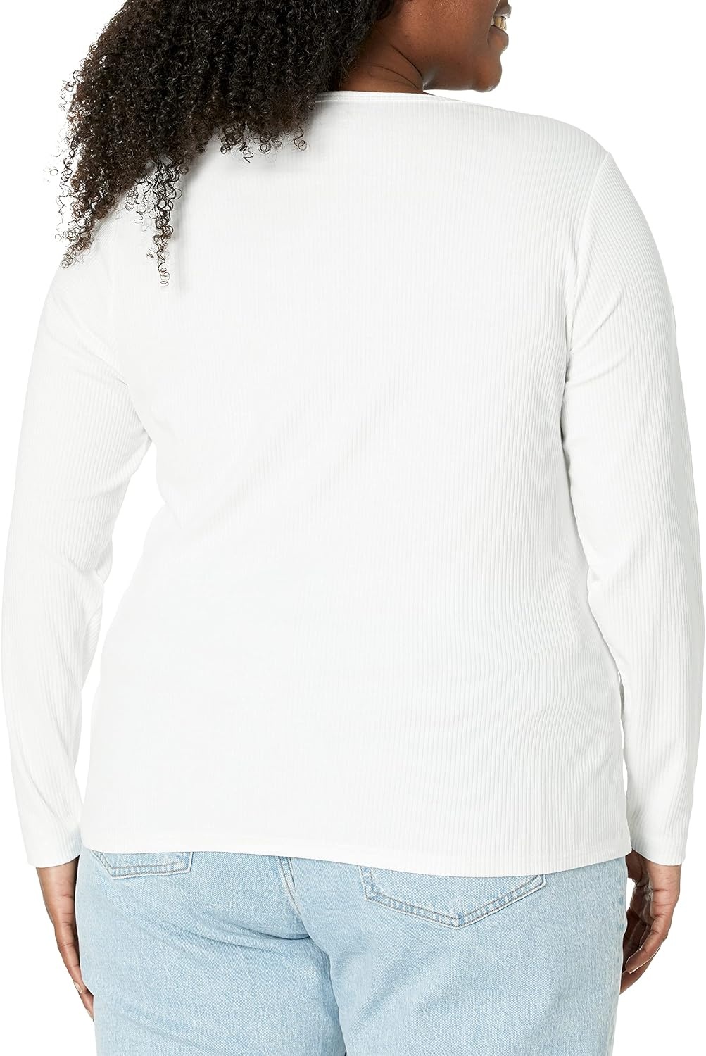 image:imageAmazon Essentials Womens Long Sleeve SlimFit Rib Scoop Neck Sweater Available in Plus Size Pack of 2White
