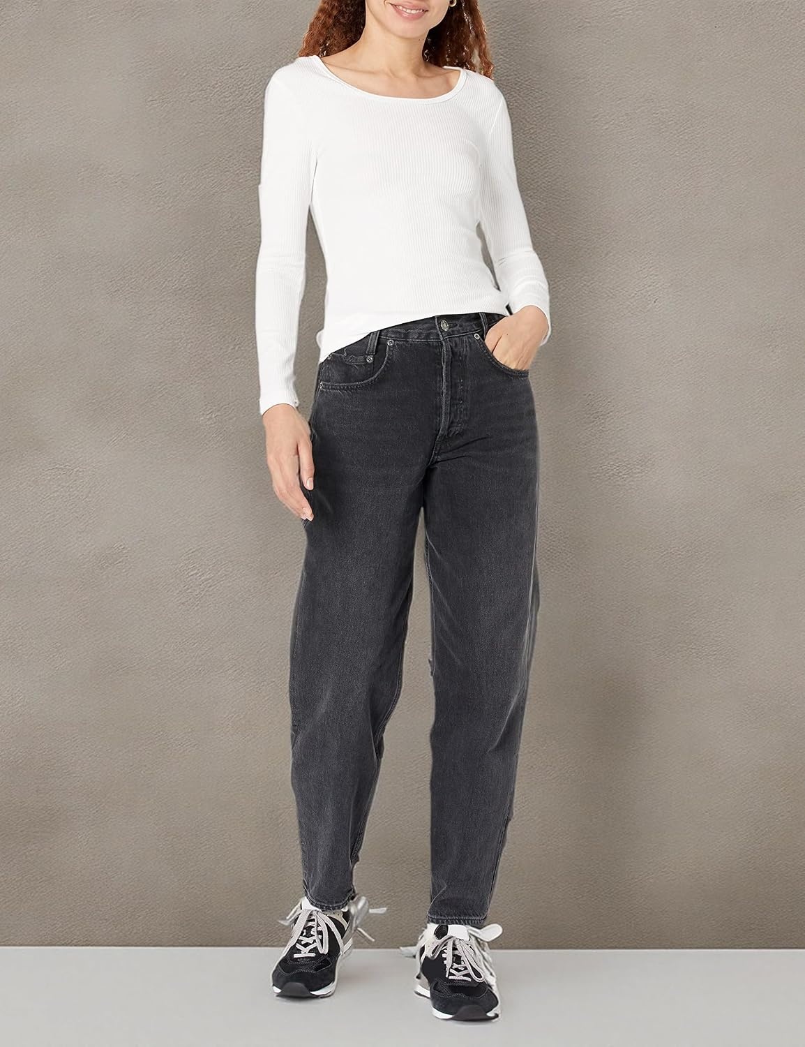 image:imageAmazon Essentials Womens Long Sleeve SlimFit Rib Scoop Neck Sweater Available in Plus Size Pack of 2White