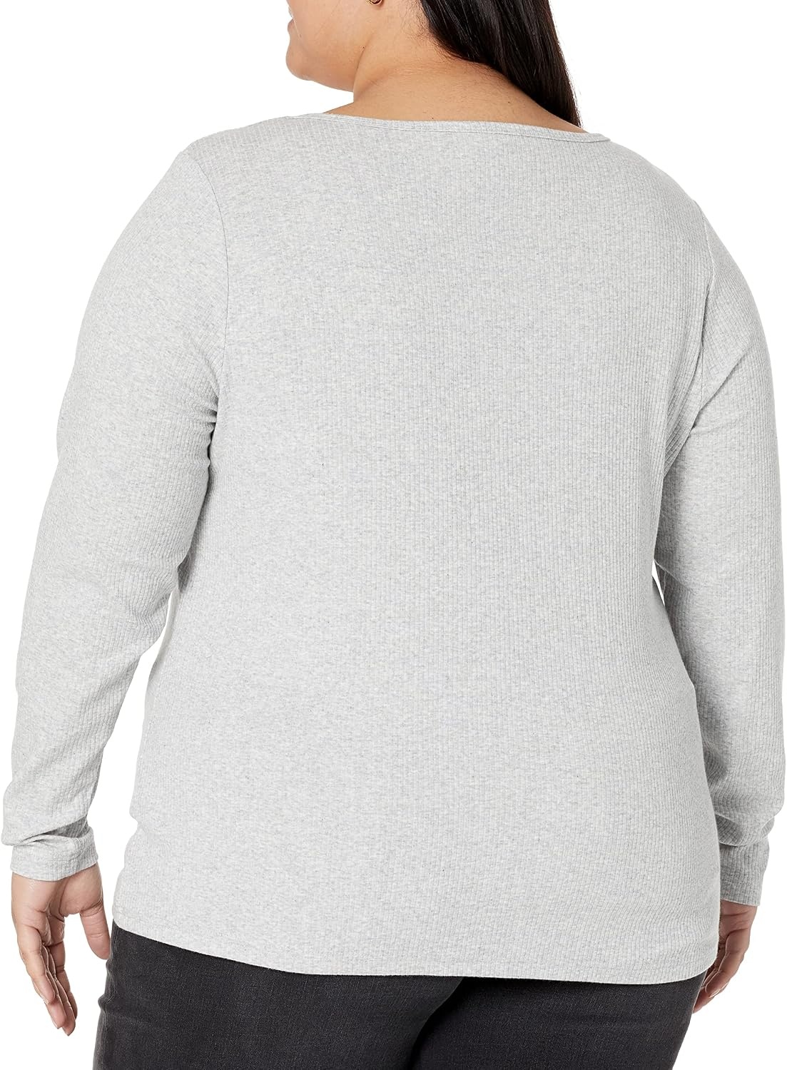 image:imageAmazon Essentials Womens Long Sleeve SlimFit Rib Scoop Neck Sweater Available in Plus Size Pack of 2WhiteGrey