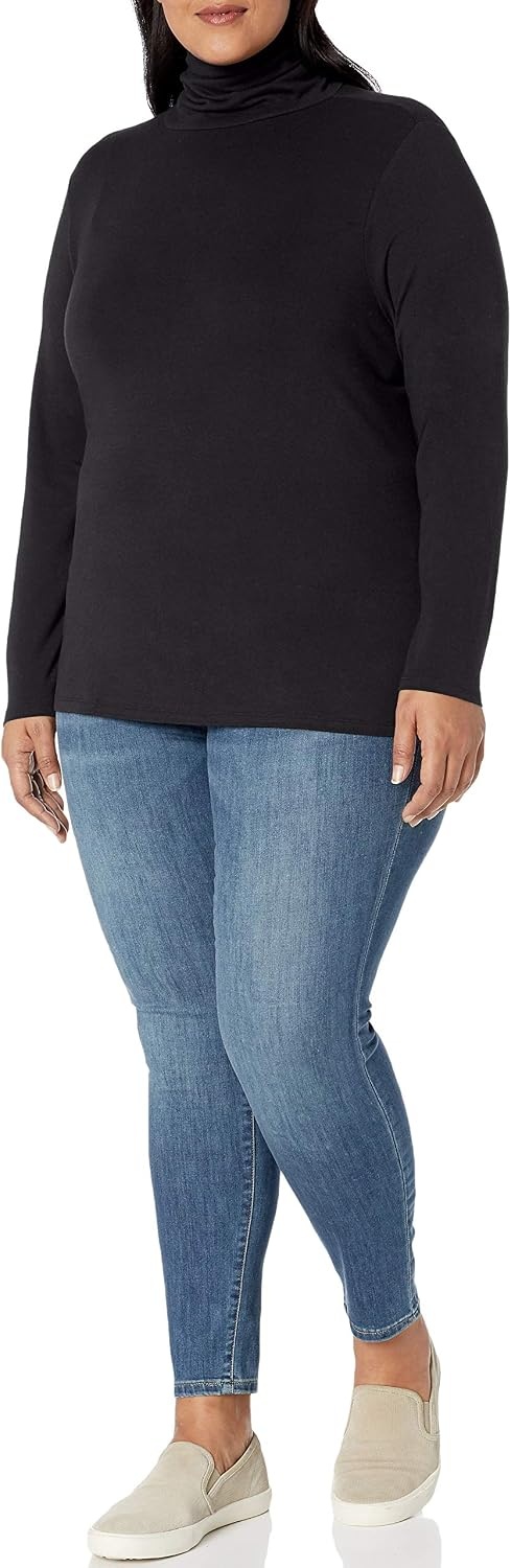 image:imageAmazon Essentials Womens LongSleeve Turtleneck Stretch Fleece Available in Plus SizeBlack
