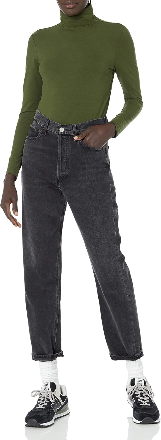 image:imageAmazon Essentials Womens LongSleeve Turtleneck Stretch Fleece Available in Plus SizeDark Olive
