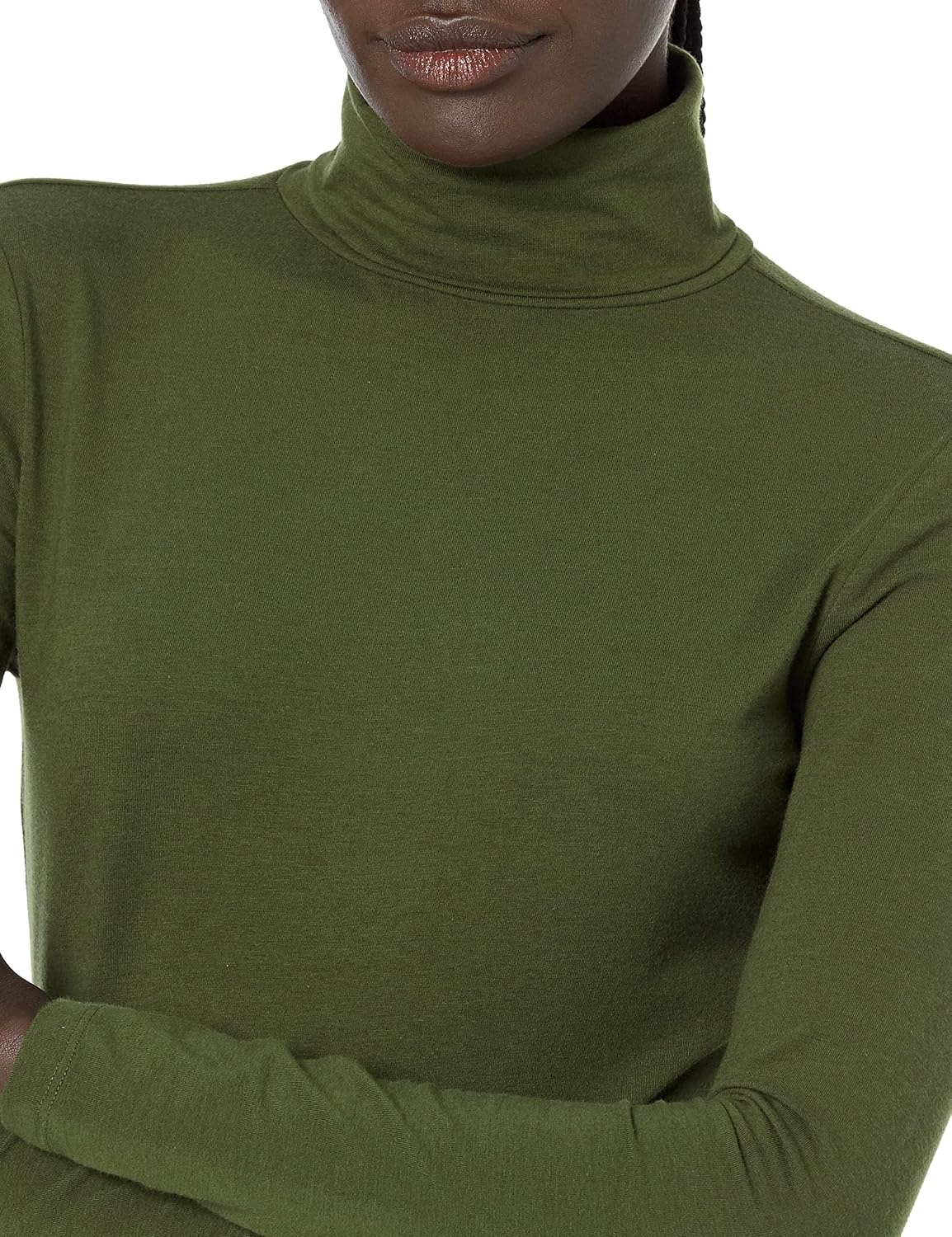 image:imageAmazon Essentials Womens LongSleeve Turtleneck Stretch Fleece Available in Plus SizeDark Olive