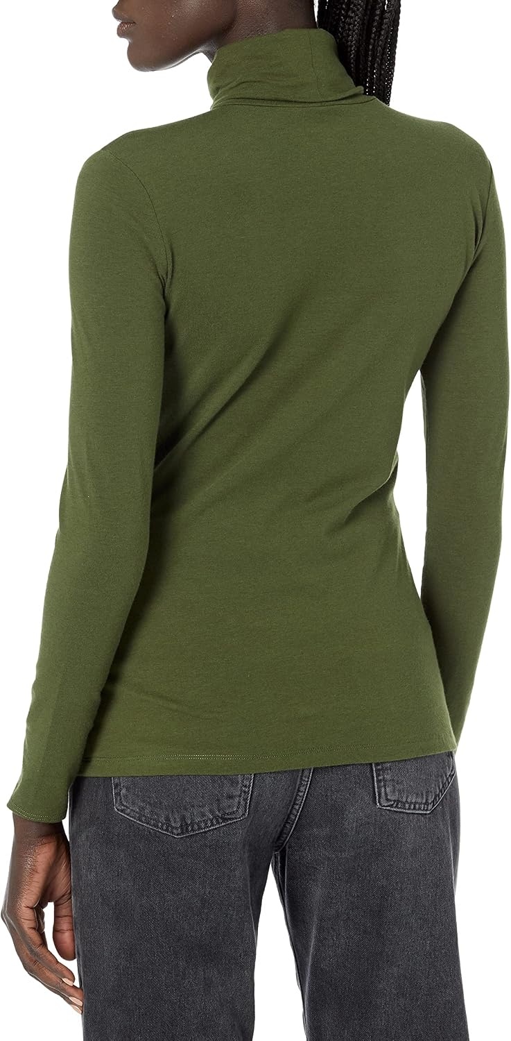image:imageAmazon Essentials Womens LongSleeve Turtleneck Stretch Fleece Available in Plus SizeDark Olive