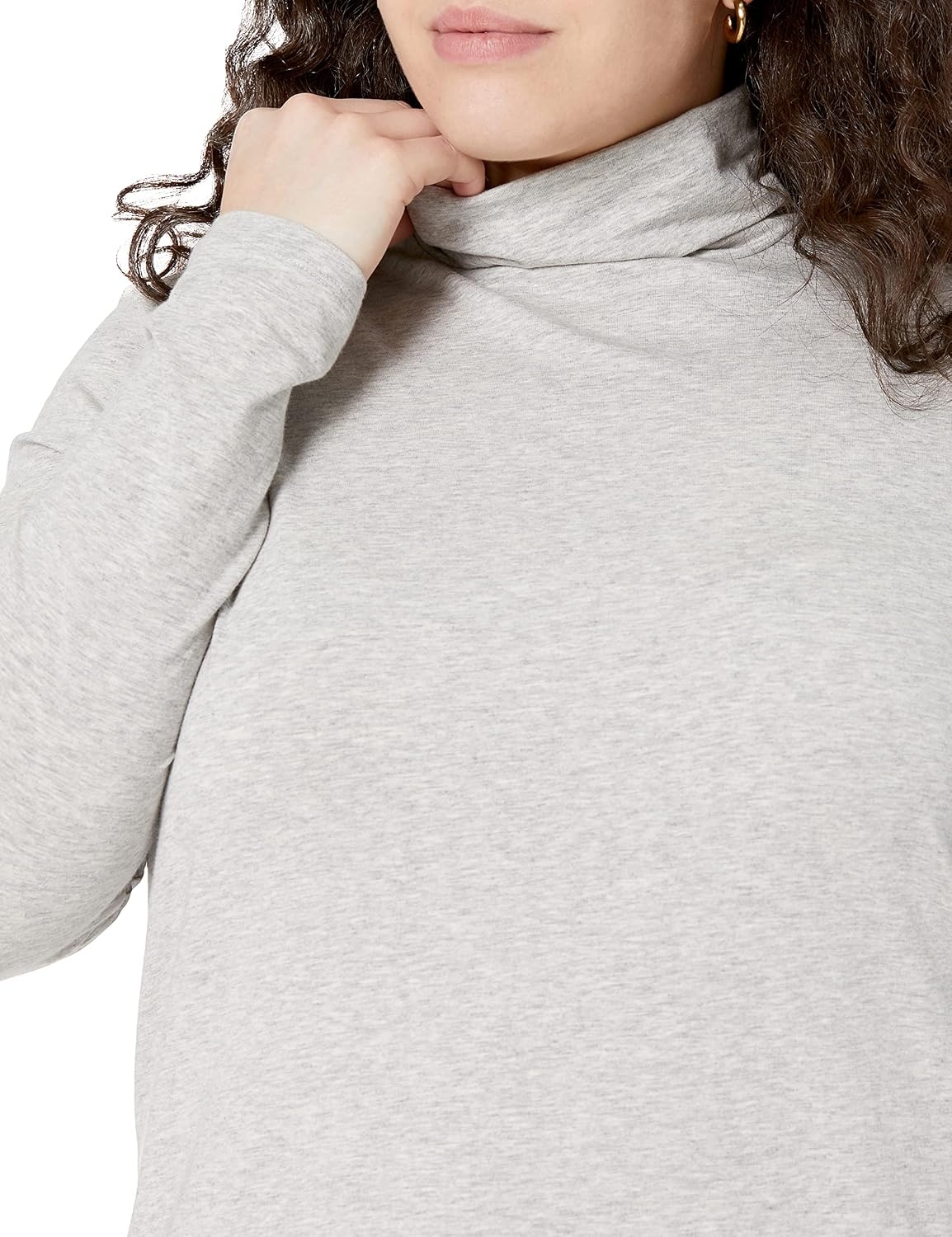 image:imageAmazon Essentials Womens LongSleeve Turtleneck Stretch Fleece Available in Plus SizeGrey Heather