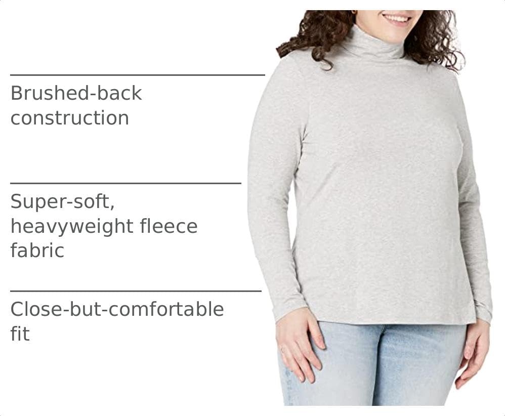 image:imageAmazon Essentials Womens LongSleeve Turtleneck Stretch Fleece Available in Plus SizeGrey Heather