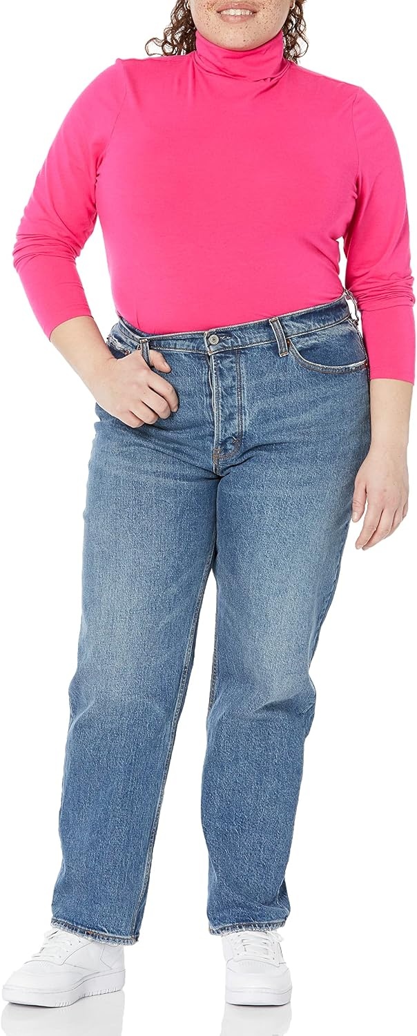 image:imageAmazon Essentials Womens LongSleeve Turtleneck Stretch Fleece Available in Plus SizeHot Pink